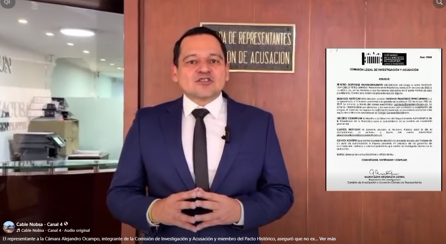 Representante de la Comisión de Acusación desmiente suspensión de Gustavo Petro y aclara que no existe una decisión en firme