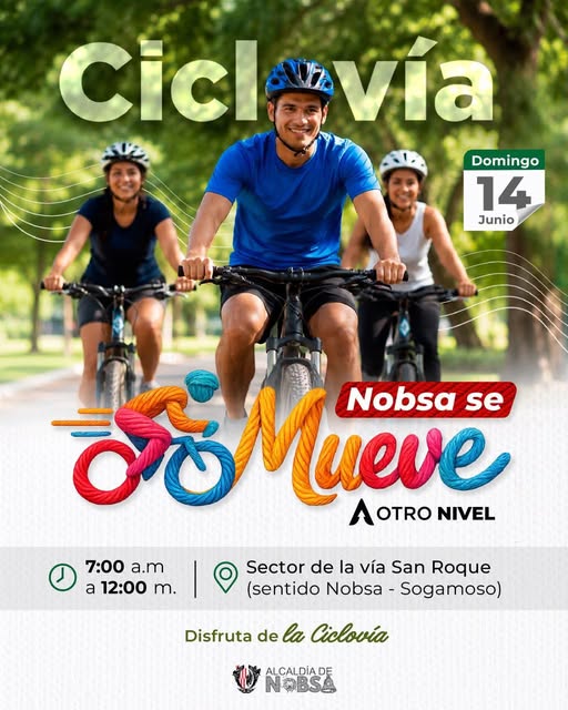 Nobsa se prepara para la Ciclovía “Nobsa se Mueve”: jornada de actividad física y recreación familiar este domingo